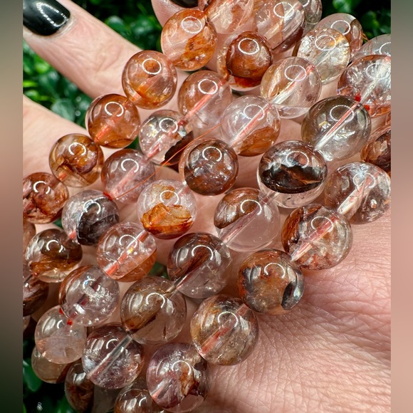 High Quality Natural Fire Quartz 9mm Beaded Bracelet - Picture 5 of 9